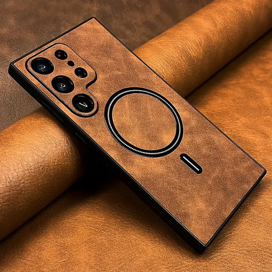 Luxus Leder | Handyhülle für Samsung Galaxy mit Magsafe-Funktion | Schlankes Design für Optimalen Schutz 0