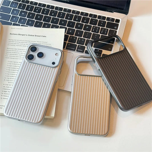 Stylish iPhone Case with 3D Stripe Pattern | Shockproof MagSafe PC Cover for Optimal Protection
